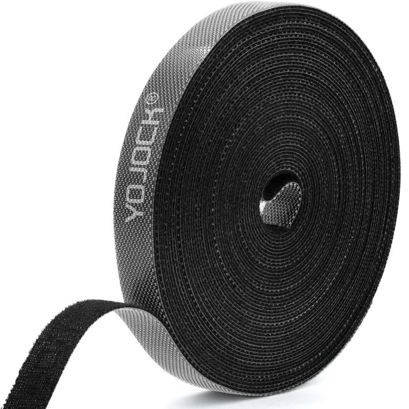 YOJOCK Reusable Adjustable Hook and Loop Cable Ties â€“ 0.4in x 16ft Cord Straps for Cable Management, Wire Bundling, Home Organization, Office and Outdoor Use (Black) - Image 1