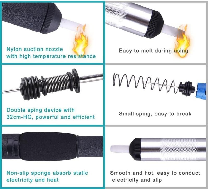 Excefore Pieces Solder Sucker Desoldering Wick Kit, Including 1 Pcdesoldering Sucker And 6 Pcs Solder Braid Wick (2.0Mm/2.5Mm/3.0Mm Width, 1.5M Length) With Flux, Desoldering Vacuum Pump Solder Removal Tool - Image 3
