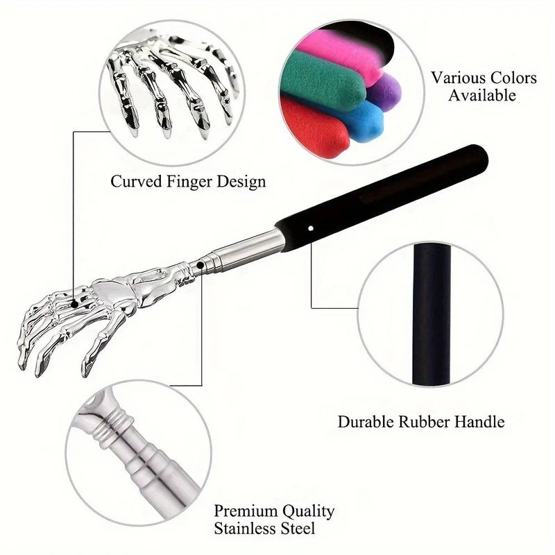 Stainless Steel Adjustable Massage and Tickle Relief Back Portable Rubber Handle Extendable Telescoping Itch Stick Health  Care - Image 4