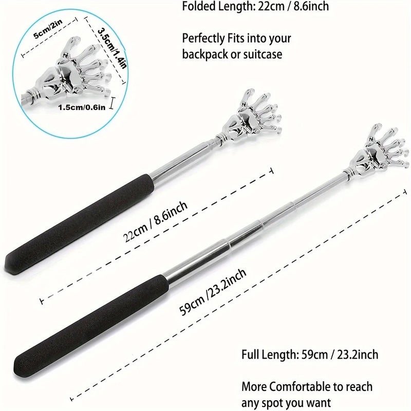 Stainless Steel Adjustable Massage and Tickle Relief Back Portable Rubber Handle Extendable Telescoping Itch Stick Health  Care - Image 2