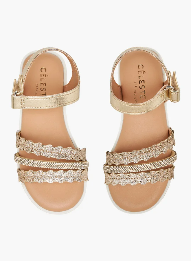 سيليست Girls Embellished Hook & Loop Sandals Ramadan Collection