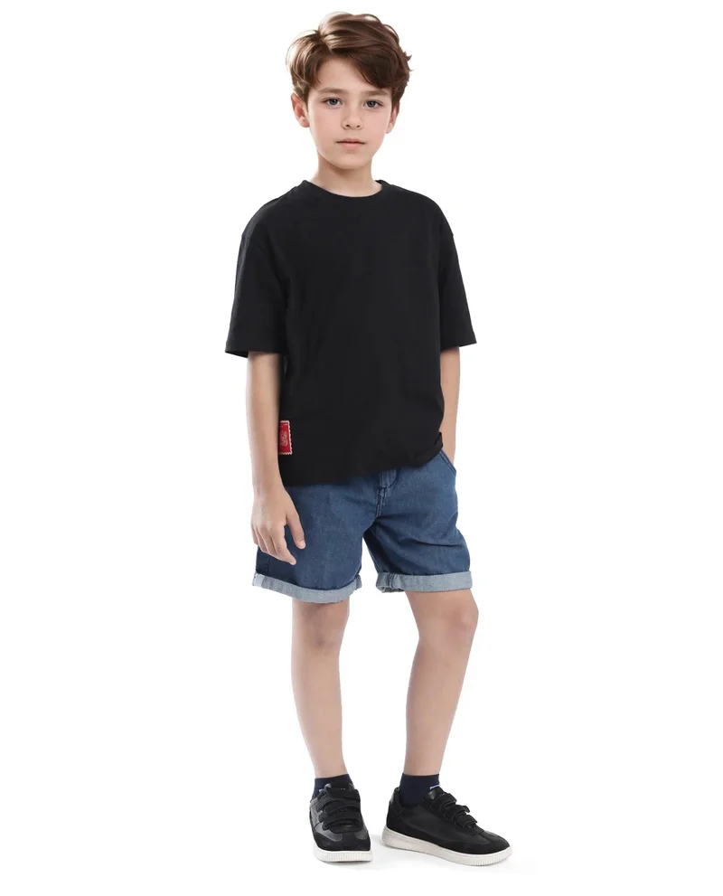 Rare Ones Rare Ones Kids Tiy Black Cotton Graphic Print Slip-On Oversized Fit T-Shirt