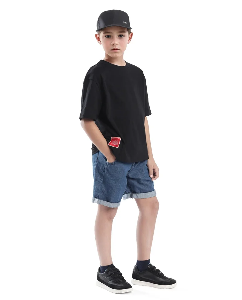 Rare Ones Rare Ones Kids Tiy Black Cotton Graphic Print Slip-On Oversized Fit T-Shirt