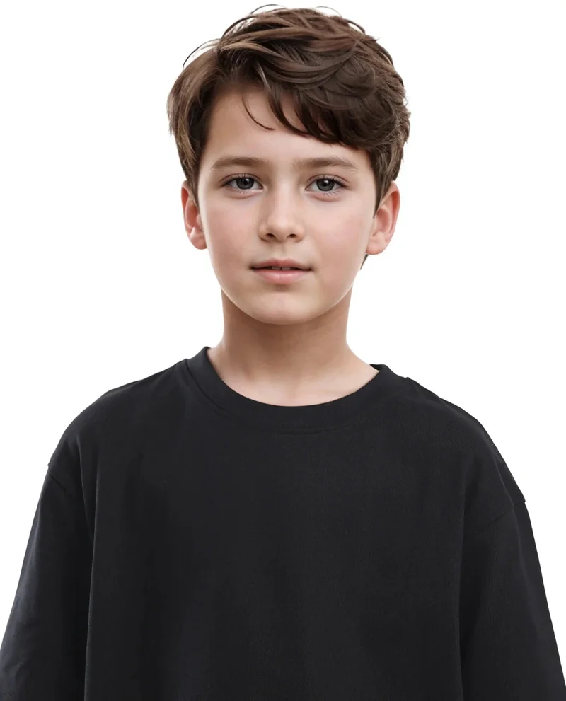 Rare Ones Rare Ones Kids Tiy Black Cotton Graphic Print Slip-On Oversized Fit T-Shirt