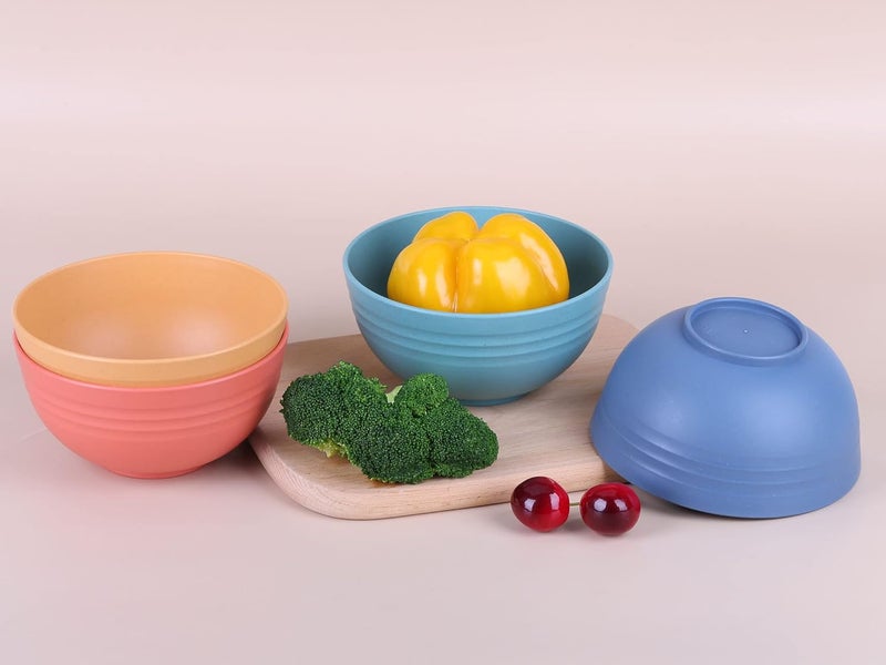LuckyZone Unbreakable Cereal Bowls - 24 oz Reusable Wheat Straw Bowl Set of 4 - Dishwasher & Microwave Safe - Perfect for Cereal, Soup and Rice - BPA Free, Healthy & Eco-Friendly (4 Color_H) - Image 5
