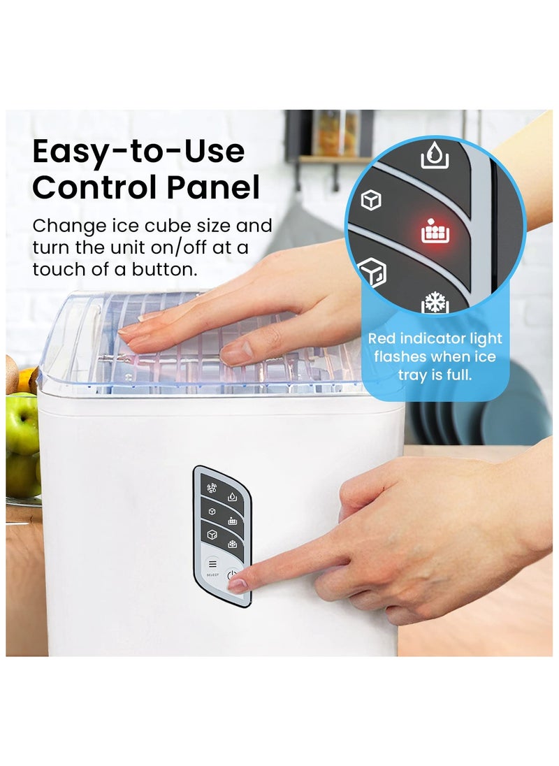Pro Breeze - Pro Breeze Ice Maker Machine, Large Countertop Ice Maker with Ice Scoop, 15 kg Compact Self-Cleaning Clear Ice Maker, Ice Ready in 6-9 Mins, 2 Sizes of Bullet Ice for Home, Kitchen, Bar, Party - White - Image 1