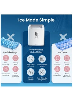 Pro Breeze Ice Maker Machine, Large Countertop Ice Maker with Ice Scoop, 15 kg Compact Self-Cleaning Clear Ice Maker, Ice Ready in 6-9 Mins, 2 Sizes of Bullet Ice for Home, Kitchen, Bar, Party - White - pzsku/Z40EC317E7DBD91A1F355Z/45/_/1733408084/ea9c3090-5a89-4fbe-9c23-e282e1f2f52e