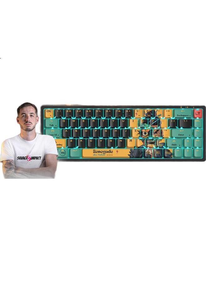 A4TECH A4Tech At68 68-Key Wired Mechanical Keyboard, Blood Hand Phantom Switch Pbt Keycaps, Office Computer Gaming Fps Game Rt Quiet Savage Tribe, Reverse Explorer - Image 3