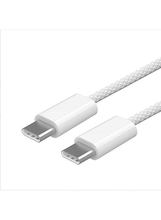iPhone Charger Cord, 60W USB C with 2M Woven Charging Cable, Type-C To Type-C, Suitable for 16/Plus/Pro/Pro Max, iPhone 15 Full Series, MacBook, iPad Pro/Air, and More, White