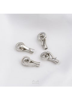 14K Gold-Plated Hook-Clasp Pearl Necklace Connector White gold fishhook-shaped ring pearl buckle 1 set