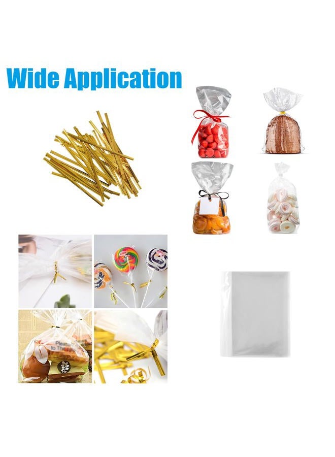Eiahonen 300 PCS Cake Pop Sticks and Wrappers Kit Including 100ct 6-inch Cake Pop Paper Lollipop Sticks, 100ct Clear Candy Treat Bags, 100ct Gold Twist Ties for Cake Pops, Lollipops, Candy, Chocolate - Image 4