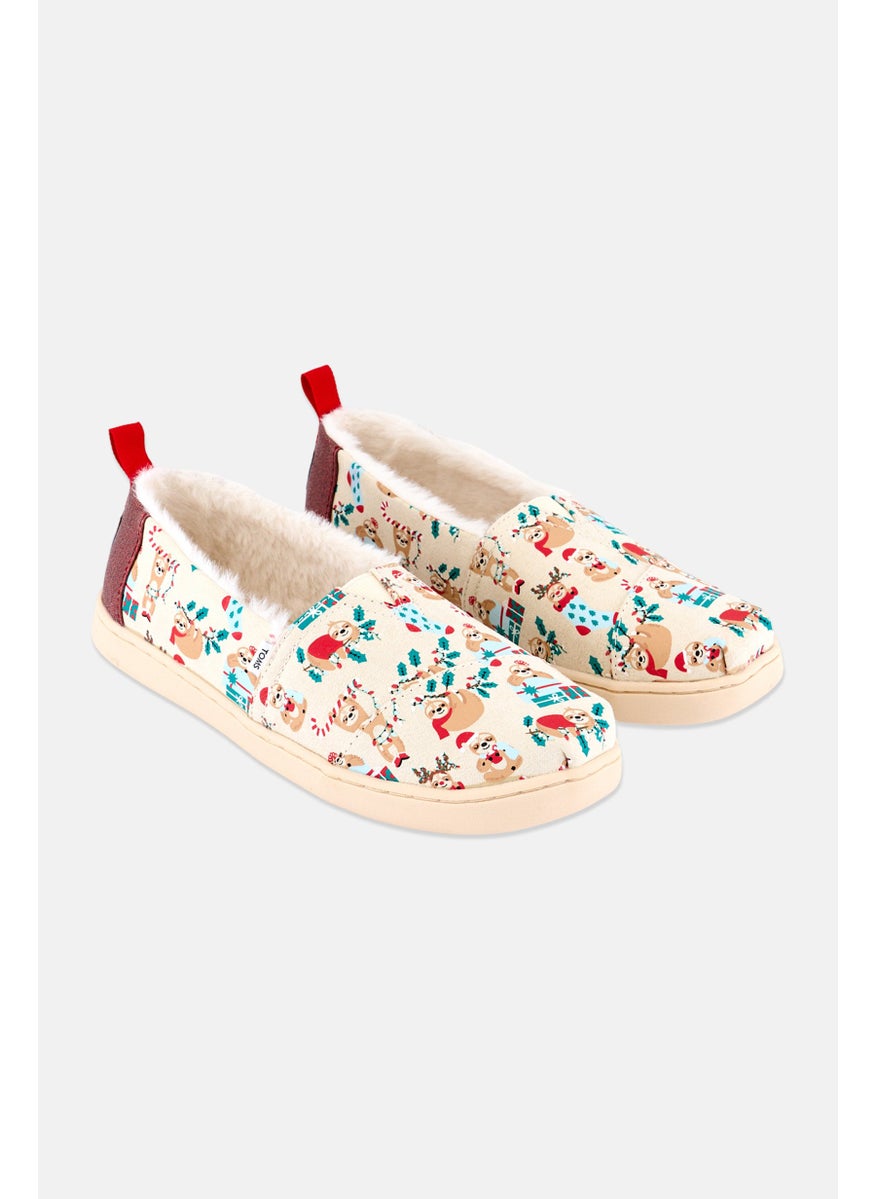 TOMS Kids Boy Dark Holiday Slip On Shoes, Beige Combo  - Image 1