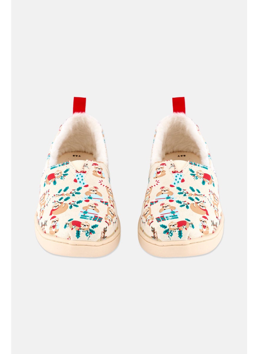 TOMS Kids Boy Dark Holiday Slip On Shoes, Beige Combo  - Image 4