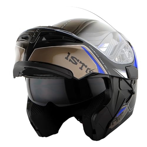 1Storm خوذة دراجة نارية 1Storm قابلة للتعديل بوجه كامل مع واقي مزدوج: HB89 ستورم أزرق - Image 5