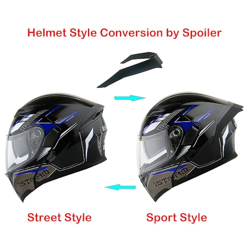 1Storm خوذة دراجة نارية 1Storm قابلة للتعديل بوجه كامل مع واقي مزدوج: HB89 ستورم أزرق - Image 4