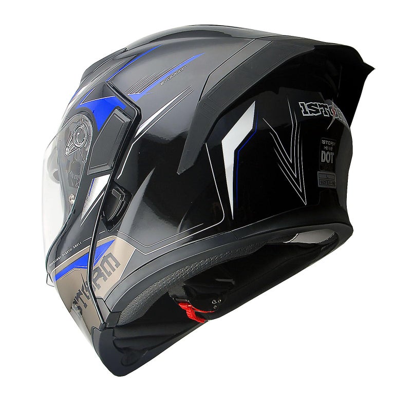 1Storm خوذة دراجة نارية 1Storm قابلة للتعديل بوجه كامل مع واقي مزدوج: HB89 ستورم أزرق - Image 3