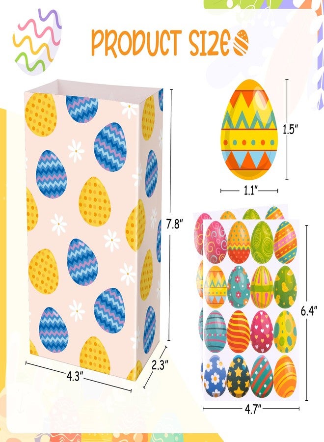 Linelglobal Easter Treat Bag, Small Easter Goodie Paper Bag, Easter Party Favor Bags Bulk, Egg Bunny Chick 24 Pack - Image 2