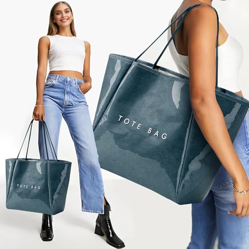 KALIDI FANCY FOREST KALIDI Large PVC Tote Bag Women Weekender Hobo Bag Travel Purse Trendy Kraft Paper Oversize Shoulder Handbag for Work College Beach - Image 2