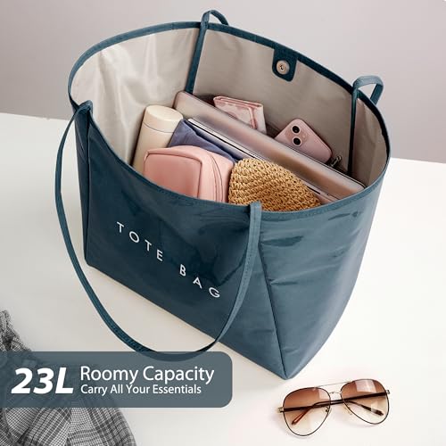 KALIDI FANCY FOREST KALIDI Large PVC Tote Bag Women Weekender Hobo Bag Travel Purse Trendy Kraft Paper Oversize Shoulder Handbag for Work College Beach - Image 5