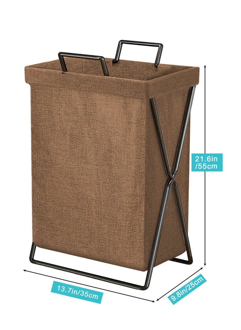 HomarKet Foldable Laundry Basket with Stainless Steel Frame, 50L Collapsible Waterproof Laundry Basket, Laundry Hamper Bag Washing Bin Clothes Bag Organizer Storage Basket Hamper for Clothes Toys (Brown) - Image 2