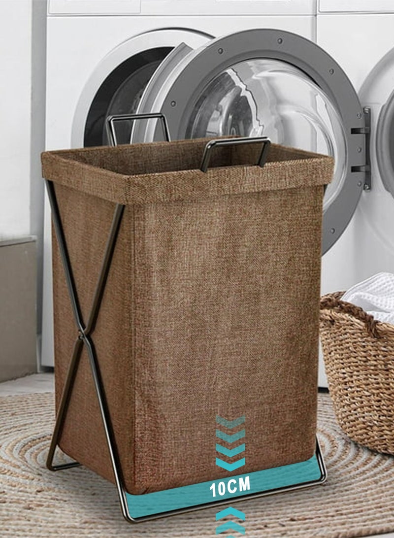 HomarKet Foldable Laundry Basket with Stainless Steel Frame, 50L Collapsible Waterproof Laundry Basket, Laundry Hamper Bag Washing Bin Clothes Bag Organizer Storage Basket Hamper for Clothes Toys (Brown) - Image 5