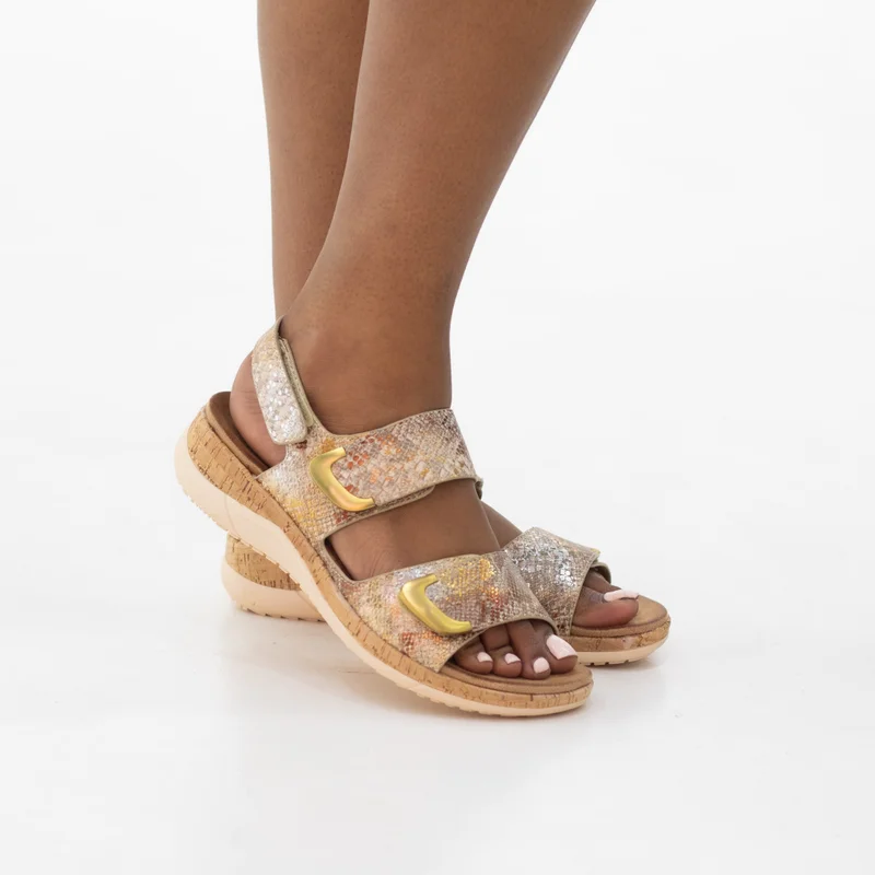 لاماراباريس RAFIA COMFORT VALCRO 2 CM HEEL BAND SNAKE SANDAL