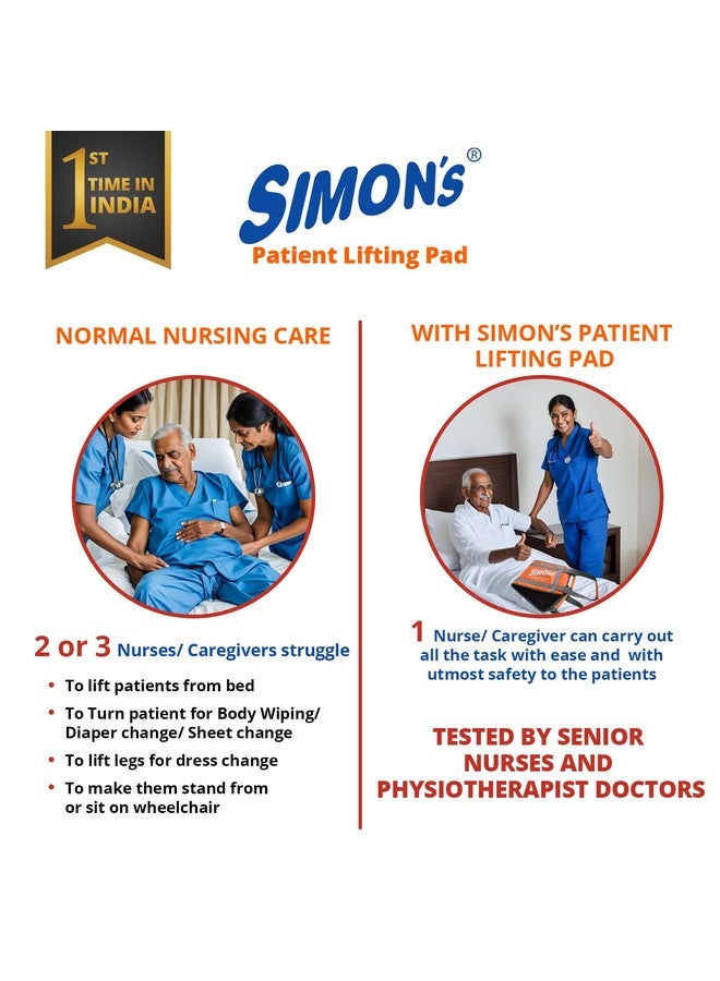 Simon's patient lifting pad for elderly with heavy-duty dual handles and soft padded body, foldable transfer belt for lifting or shiftng bedridden elderly single-handedly with utmost safety - Image 2