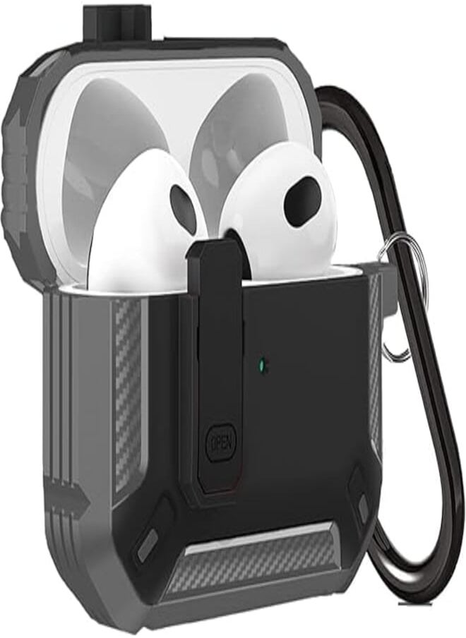 Olytop Olytop Case for Airpods Pro Case Cover with Lock Lid, Protective Cover for Airpod Pro Case for Men Women, Military Hard Rugged Shockproof Shell for Air Pods Pro Charging Case (Gray/Black) 