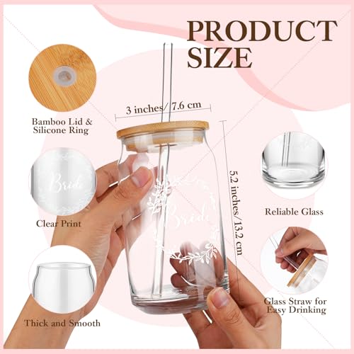 Irenare مجموعة هدايا العروس 8 قطع لحفلة الزفاف ودورة العروس - روب، كوب، حقيبة مكياج، سوار، رباط شعر، بطاقة، قلم، صندوق هدايا (وردي) - Image 3