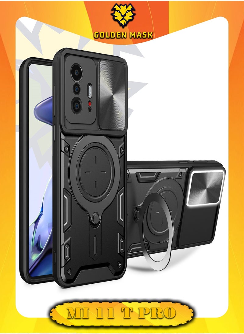 GOLDEN MASK GOLDEN MASK For Xiaomi 11T/11T Pro Armored Camera Shield Cover Camera Lend Protection, Built-in 360° (Black) 