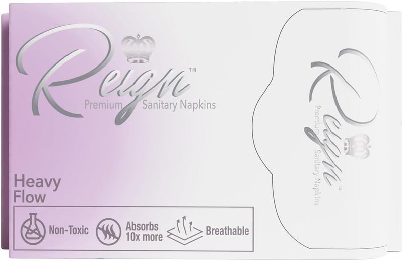 Reign Premium Sanitary Napkins Heavy Flow with Wings for Women, Super Absorbent Pads,8 Count,1 Pack