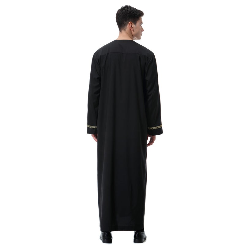 Men's Embroidered Zip-up Round Neck Ethnic Jacket TH811 - Image 5