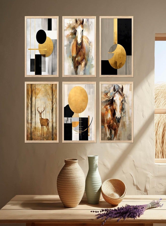 walllane - Abstract Modern wall art painting with frame for home decoration/Wall decor paintings for living room, Framed poster set for bedroom (13x17 inch, I) - Image 1