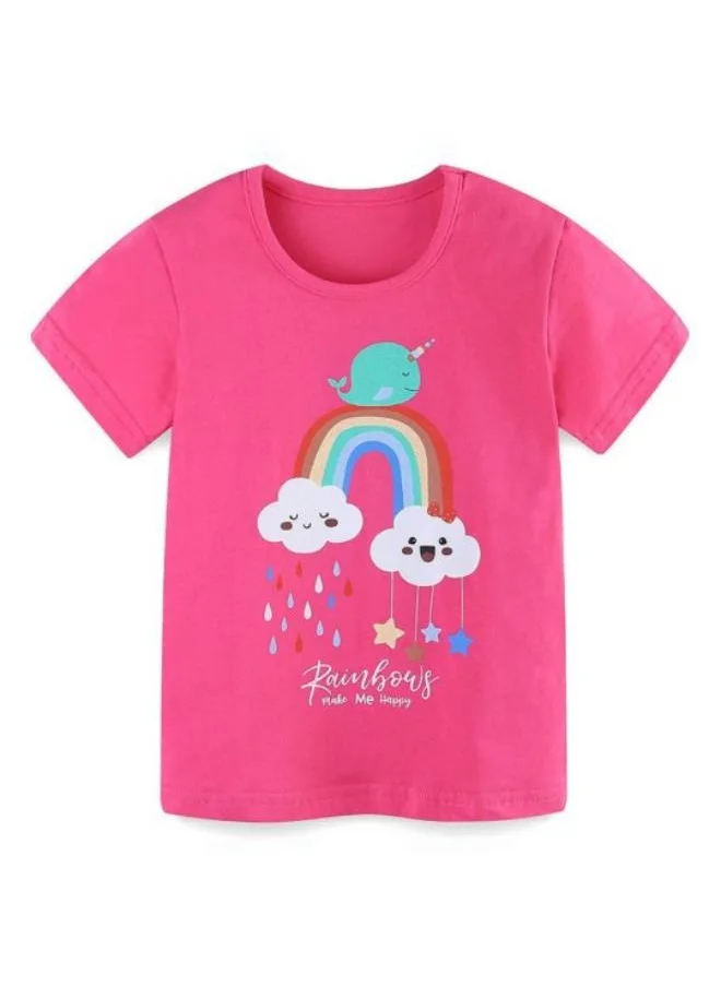 YUNIQEE Pink Printed Short Sleeve Crew Neck T-Shirt