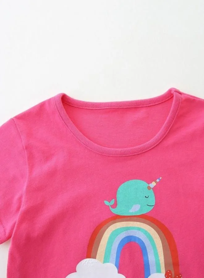 YUNIQEE Pink Printed Short Sleeve Crew Neck T-Shirt