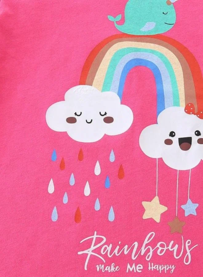 YUNIQEE Pink Printed Short Sleeve Crew Neck T-Shirt