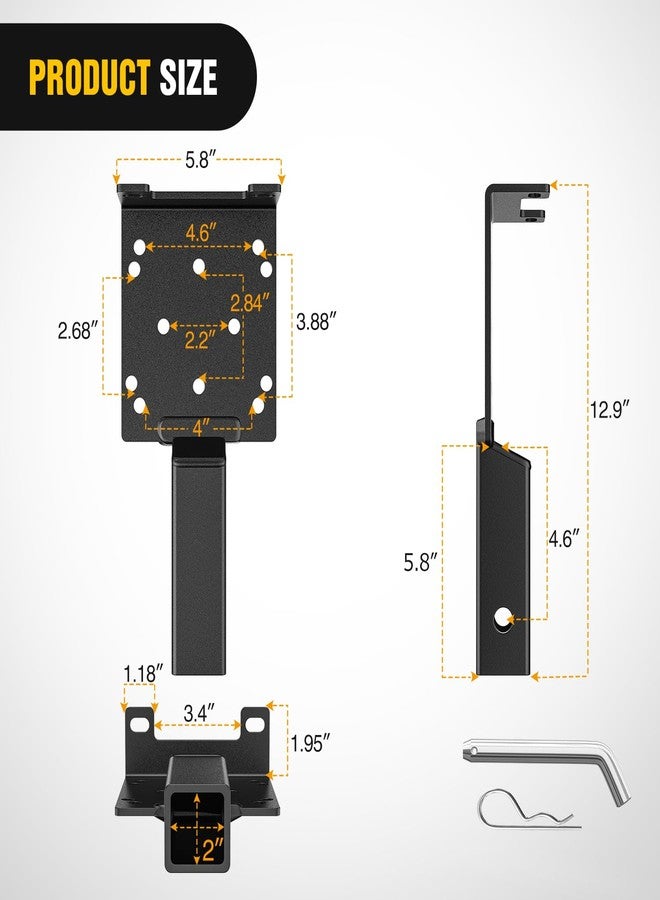 Nilight Universal Trailer Hitch Winch Mounting Plate with 2'' Receiver Hitch Winch Bracket Winch Mounting Heavy Duty Steel 3600Lbs for ATV UTV SUV Truck Pickup Lawn Garden Equipment - Image 2