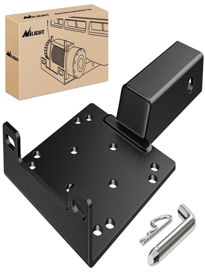 Nilight Universal Trailer Hitch Winch Mounting Plate with 2'' Receiver Hitch Winch Bracket Winch Mounting Heavy Duty Steel 3600Lbs for ATV UTV SUV Truck Pickup Lawn Garden Equipment - Image 1