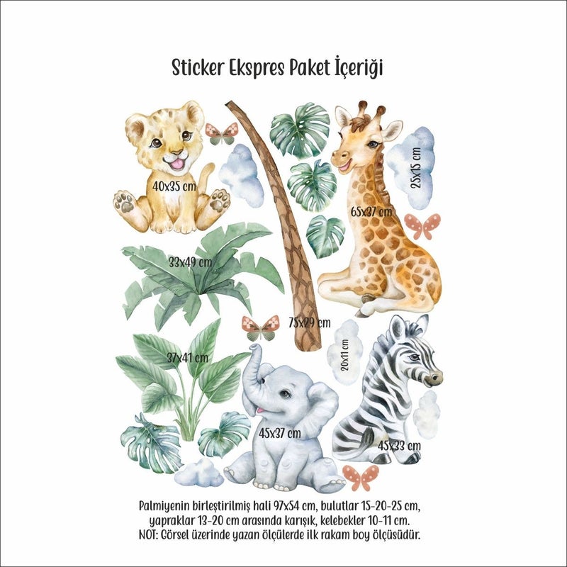 Sticker Ekspres Sticker Express Cute Safari Animals Kids Room Wall Sticker Set  - Image 2