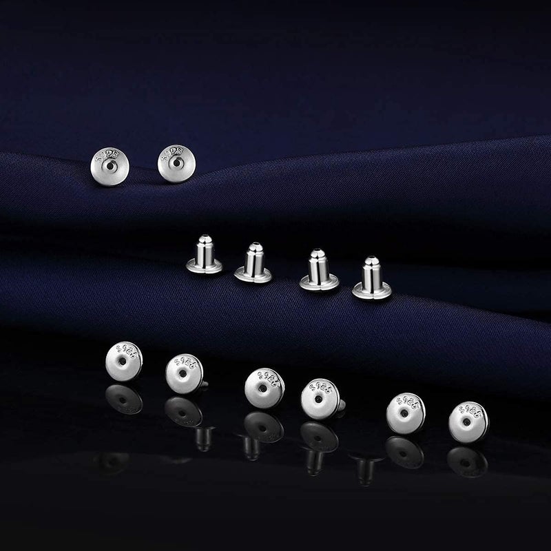 Catinee 6 Pair 14K Plated White Gold and Sterling Silver Earring Backs, Hypoallergenic, Secure Locking for Studs - Image 2