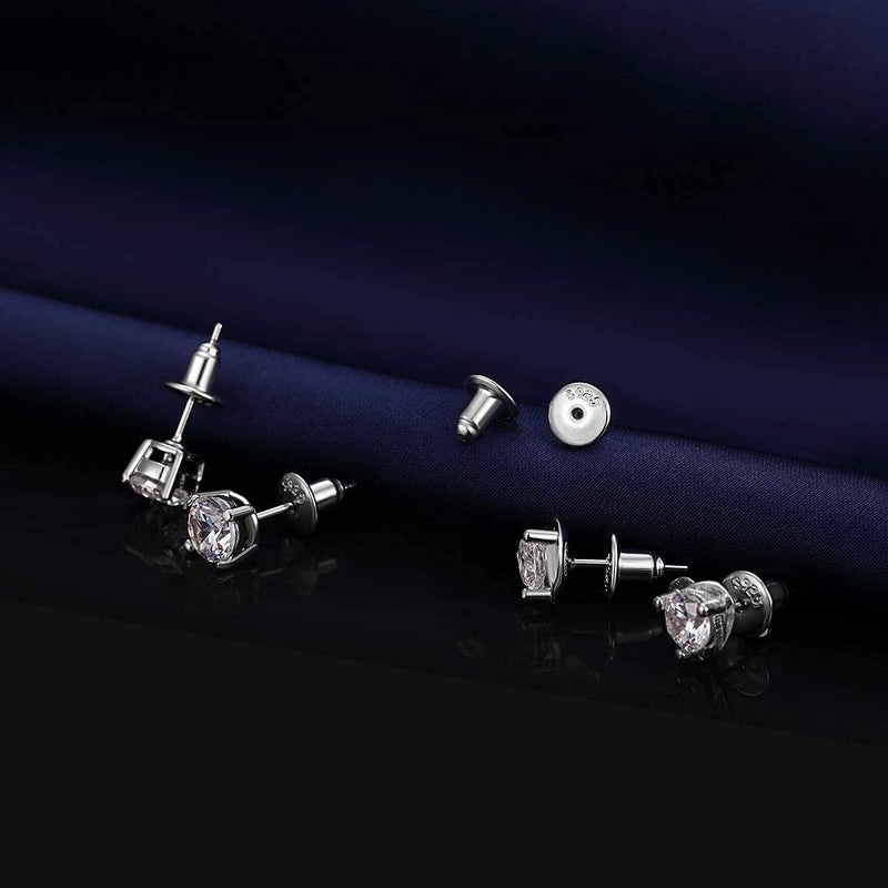 Catinee 6 Pair 14K Plated White Gold and Sterling Silver Earring Backs, Hypoallergenic, Secure Locking for Studs - Image 5