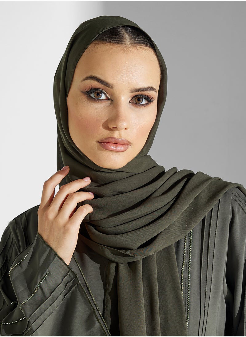 hayas closet V-Neck Embroidered Flared Sleeve Abaya  - Image 4