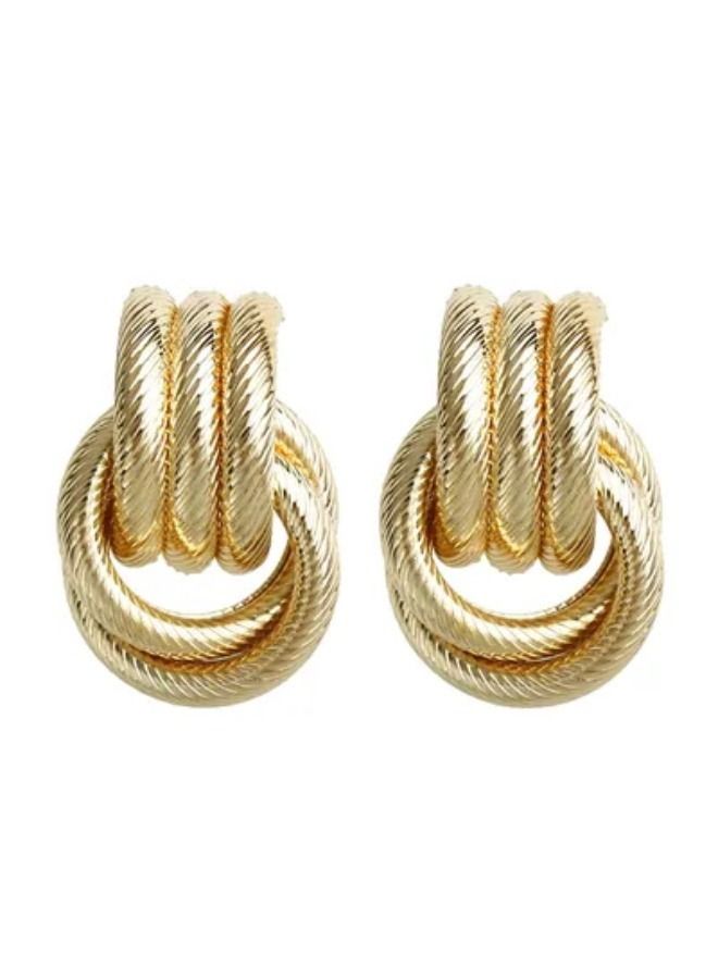 أقراط بتصميم دائري مبالغ فيه من سبائك معدنية