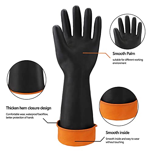 ENPOINT Black Latex Gloves, 3 Pairs 18” Heavy Duty Laboratory Chemical Gloves for Long-lasting Chemical Protection Strong Acid Alkali Resist, Cleaning Dishwashing Long Work Gloves, Extra Large - Image 3