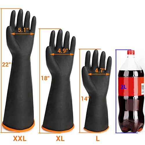 ENPOINT Black Latex Gloves, 3 Pairs 18” Heavy Duty Laboratory Chemical Gloves for Long-lasting Chemical Protection Strong Acid Alkali Resist, Cleaning Dishwashing Long Work Gloves, Extra Large - Image 2