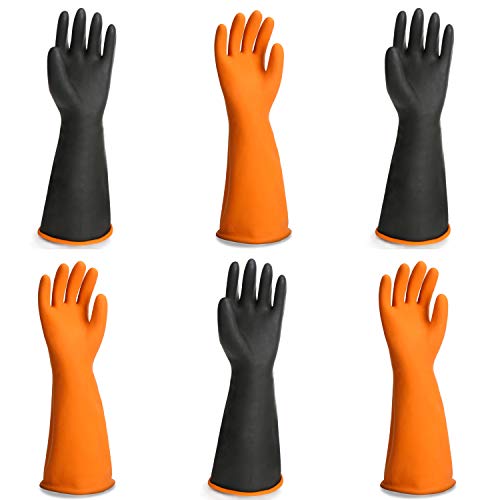 ENPOINT Black Latex Gloves, 3 Pairs 18” Heavy Duty Laboratory Chemical Gloves for Long-lasting Chemical Protection Strong Acid Alkali Resist, Cleaning Dishwashing Long Work Gloves, Extra Large - Image 1