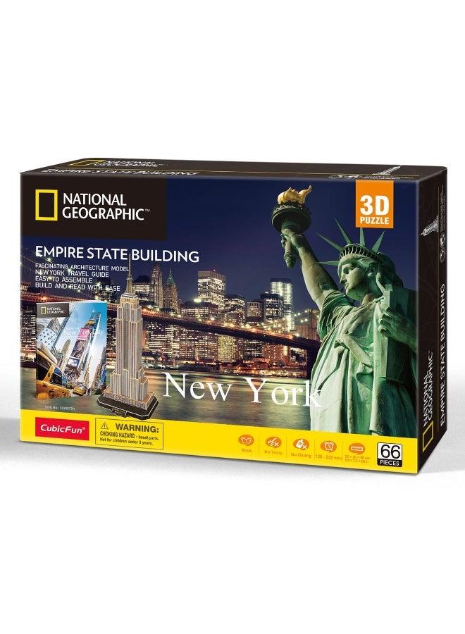 CubicFun National Geographic 3D Puzzle, Empire State Building, 3D Model Craft Set with 66 Pieces, Model Kit for Children from 8 Years (660977) - Image 1