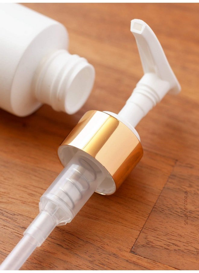 JUVITUS 4 Oz 120 Ml White Plastic Hdpe Refillable Cylinder Squeeze Bottle With Gold Lotion Pump (12 Pack)  - Image 5