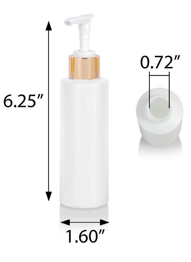 JUVITUS 4 Oz 120 Ml White Plastic Hdpe Refillable Cylinder Squeeze Bottle With Gold Lotion Pump (12 Pack)  - Image 2