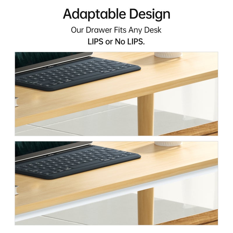 Under Desk Drawer Hidden Storage Box Desktop Organizer Transparent Tray Suitable for Desk with Lip Installation with Attachable Strip/ Screws Ideal for Home Office Organization - Image 2